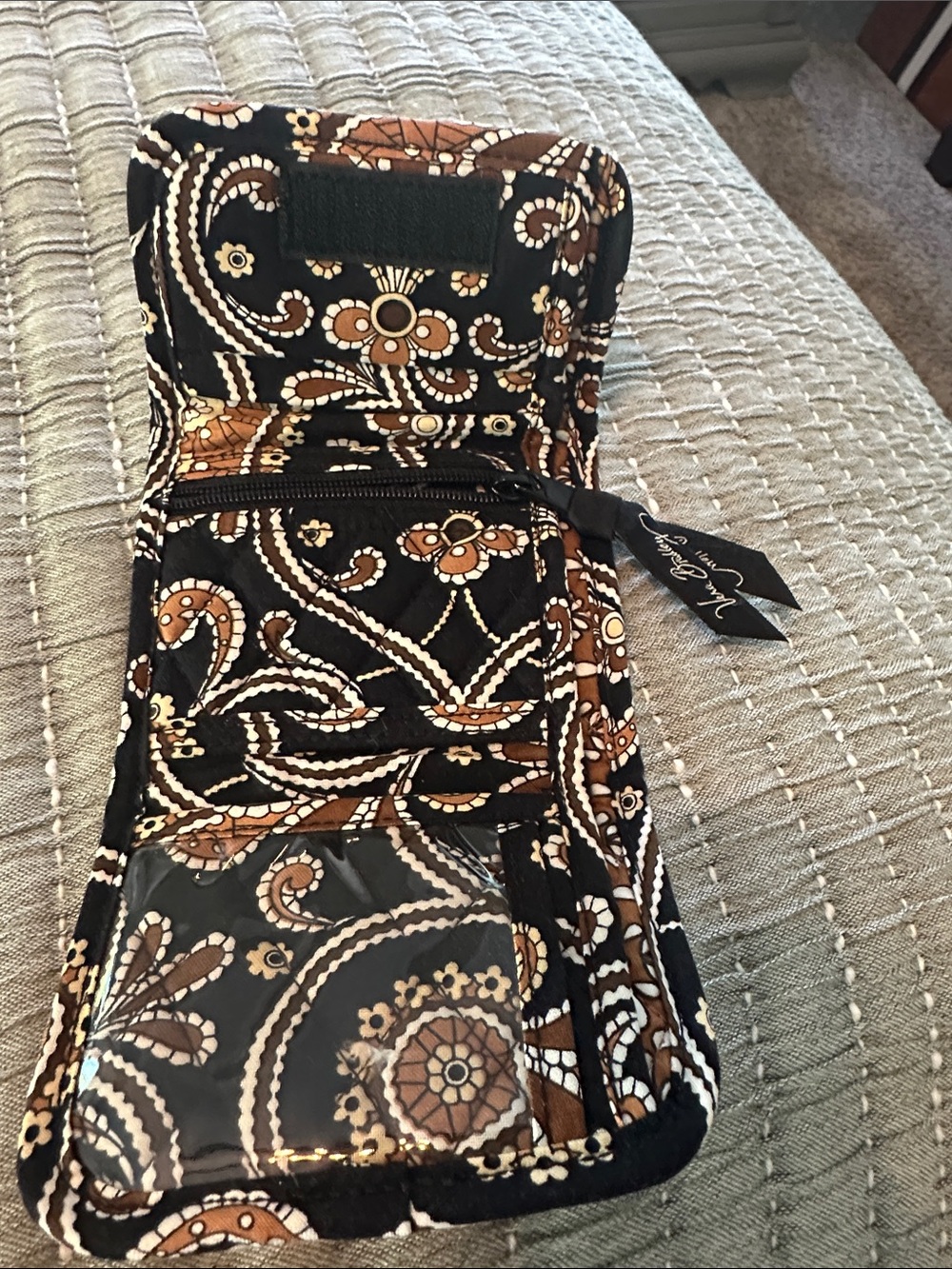 Vera Bradley Quilted Paisley Card Wallet - Black & Brown